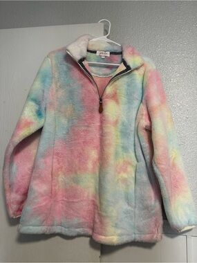 Jes Sea Tie-Dye Pastel Plush Quarter-Zip Pullover